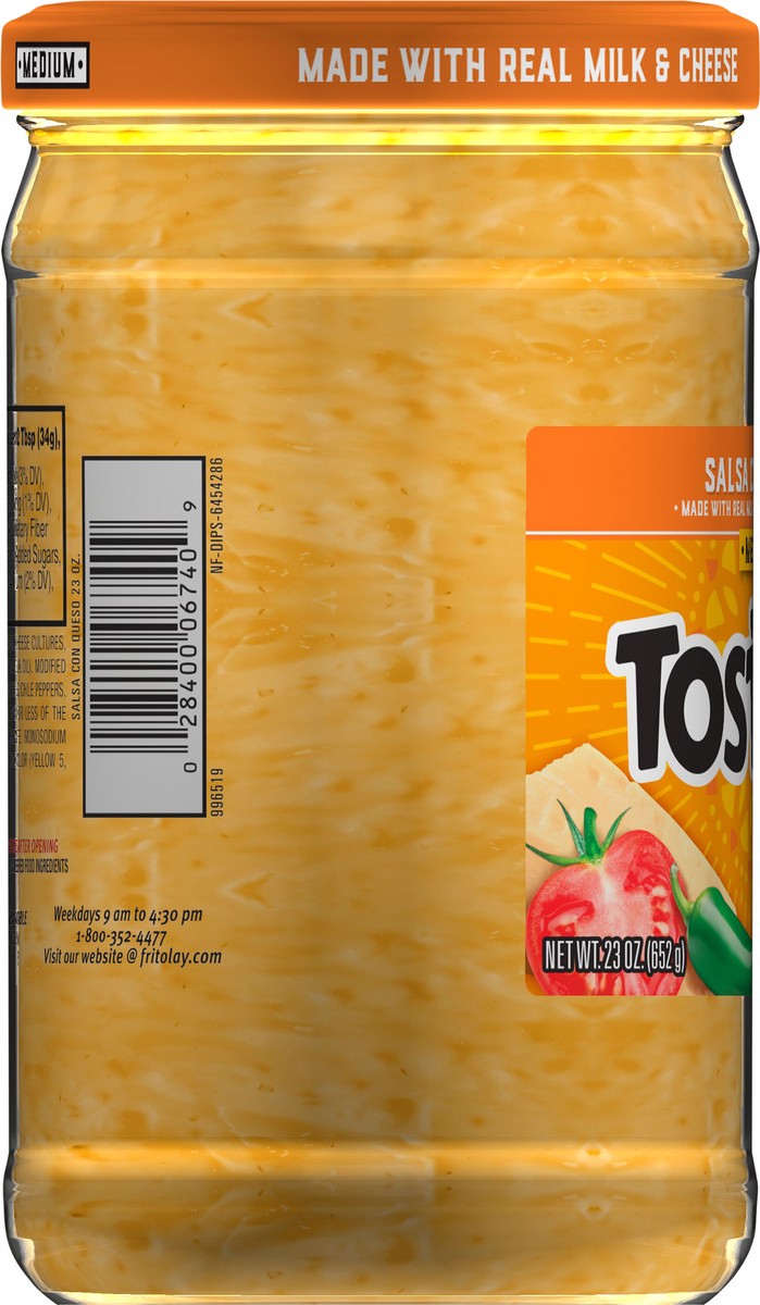 slide 7 of 14, Tostitos Medium Salsa Con Queso 23 oz. Jar, 23.0 oz