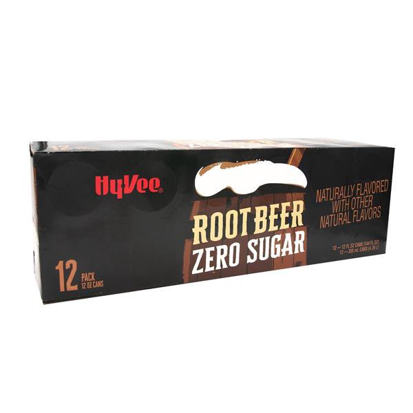 slide 1 of 1, Hy-Vee Zero Root Beer 12pk, 12 fl oz