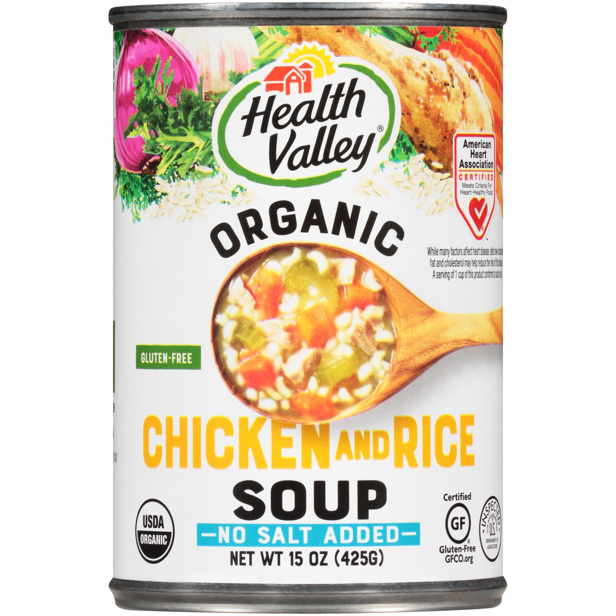 slide 1 of 1, Health Valley No Salt Added Chicken and Rice Soup 15 oz. Can, 15 oz