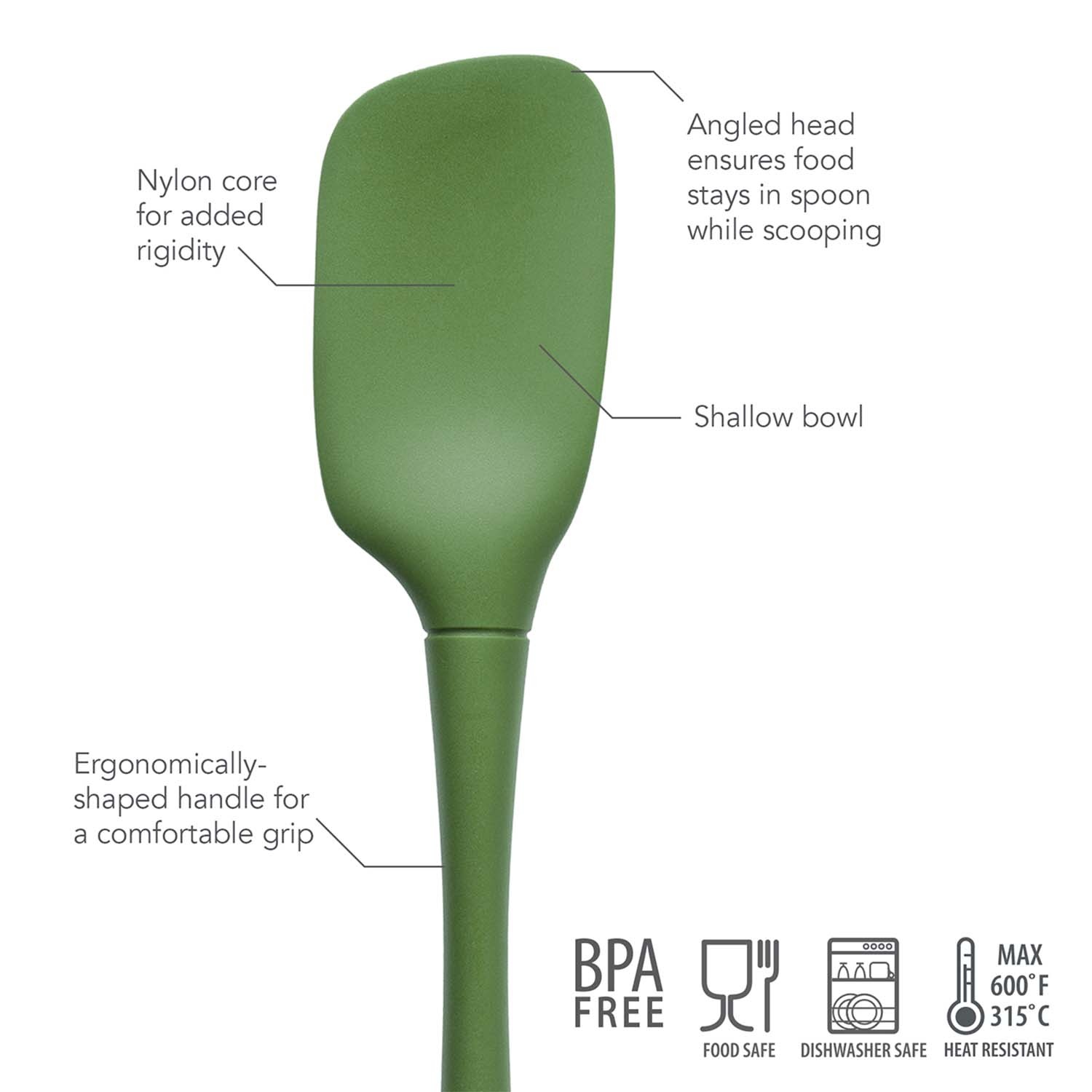 slide 1 of 1, Sur La Table Flex-Core Silicone Spatula Spoon, Pesto, 1 ct