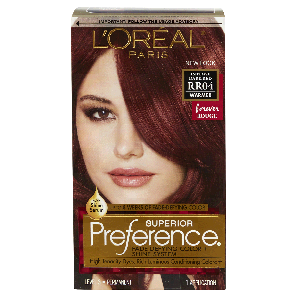 slide 1 of 1, L'Oréal Superior Preference Fade-Defying Color + Shine System - Warmer RR04 Intense Dark Red, 1 ct