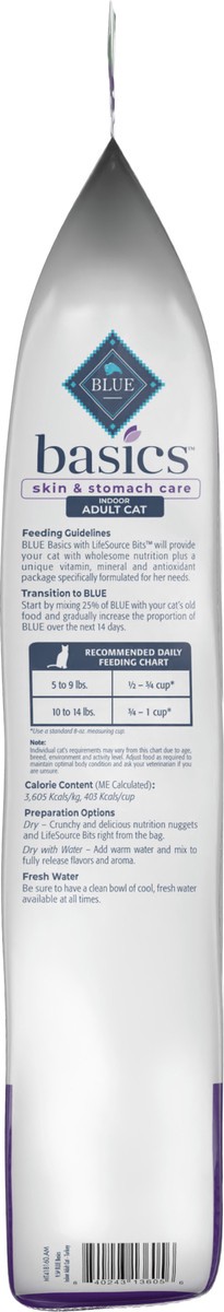 slide 11 of 12, Blue Buffalo Basics Skin & Stomach Care Grain Free, Natural Indoor Adult Dry Cat Food, Turkey & Potato 9.5-lb, 9.5 lb