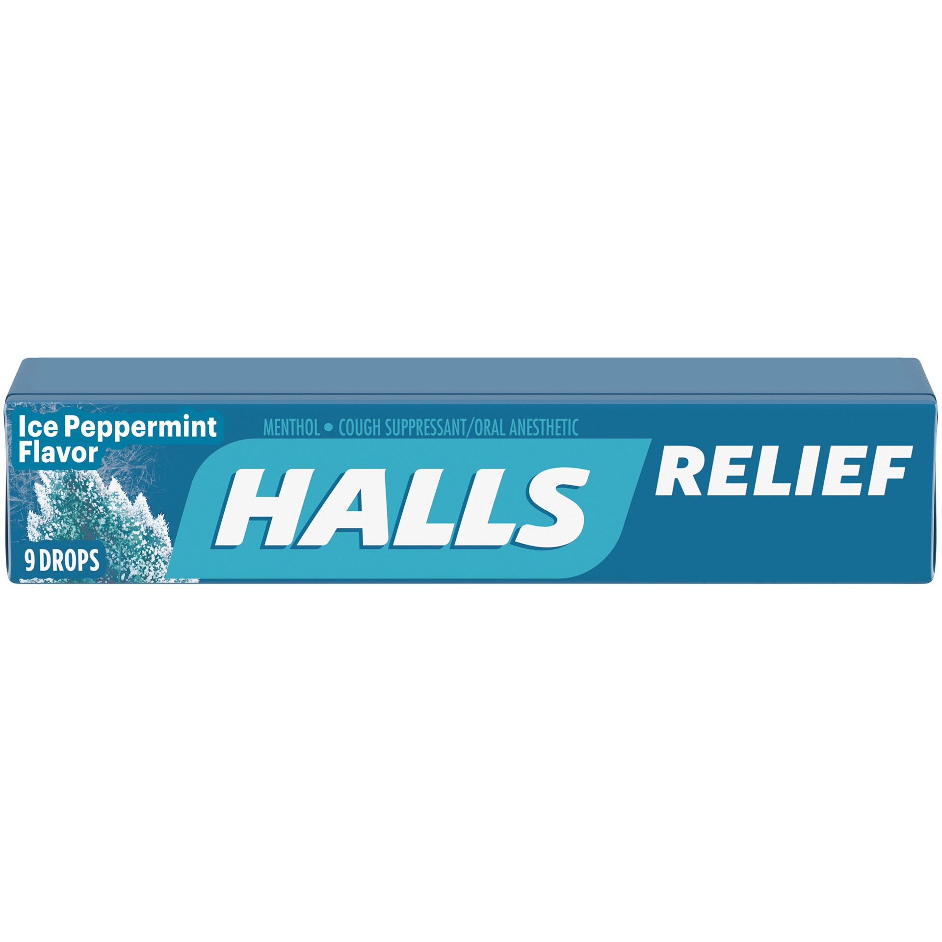 slide 1 of 6, HALLS Relief Ice Peppermint Flavor Cough Drops, 1 Stick (9 Total Drops), 0.07 lb