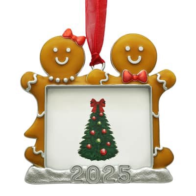 slide 1 of 3, 1.75" X 2.25" Gingerbread Friends 2025 Metal Ornament Frame By Studio Decor, 1.75 in x 2.25 in