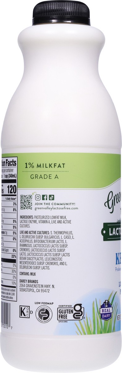 slide 7 of 14, Green Valley Creamery Green Valley Kefir, Lactose Free, Lowfat, Plain, 1% Milkfat, 32 fl oz