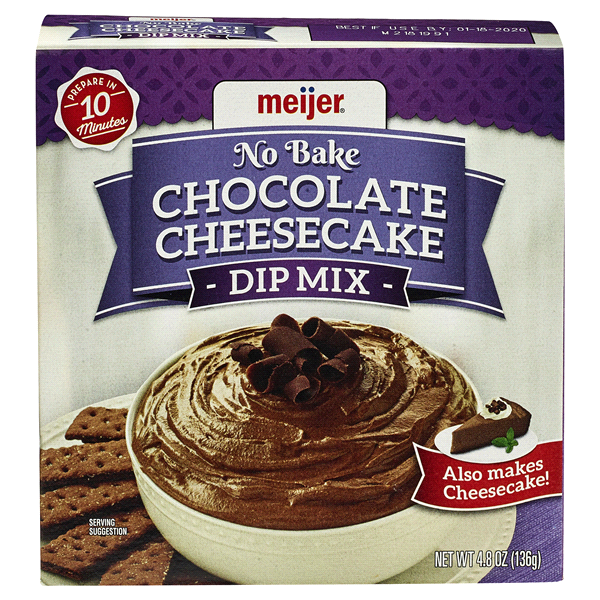 slide 1 of 3, Meijer No Bake Chocolate Cheesecake Dip Mix, 4.8 oz