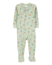 Carter's Baby Deer Print Cotton Blend 1-Piece Pajamas Green 12M