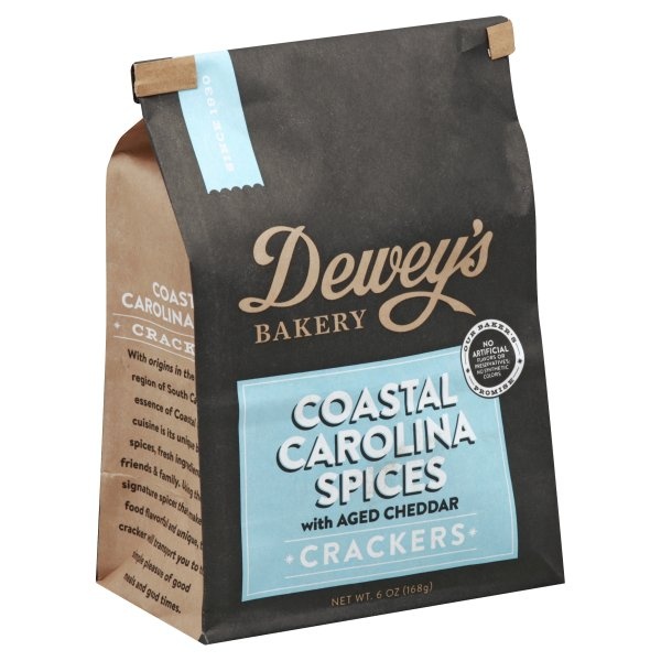 slide 1 of 4, Dewey's Bakery Coastal Carolina Spices with Aged Cheddar Crackers, 6 oz