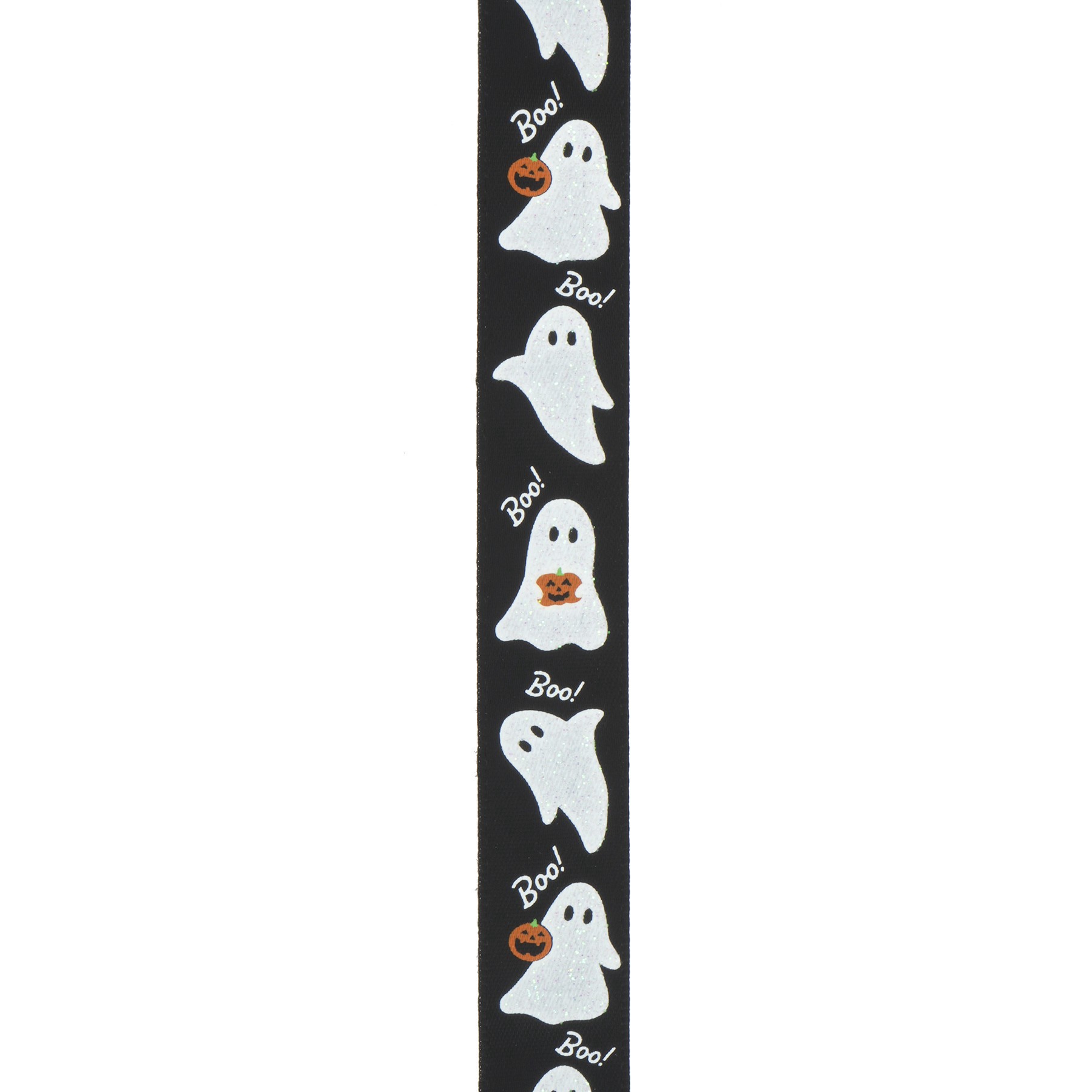 slide 2 of 3, 5/8" X 4yd. Black Ghosts Ribbon By Celebrate It Halloween, 5/8 in x 4 yd