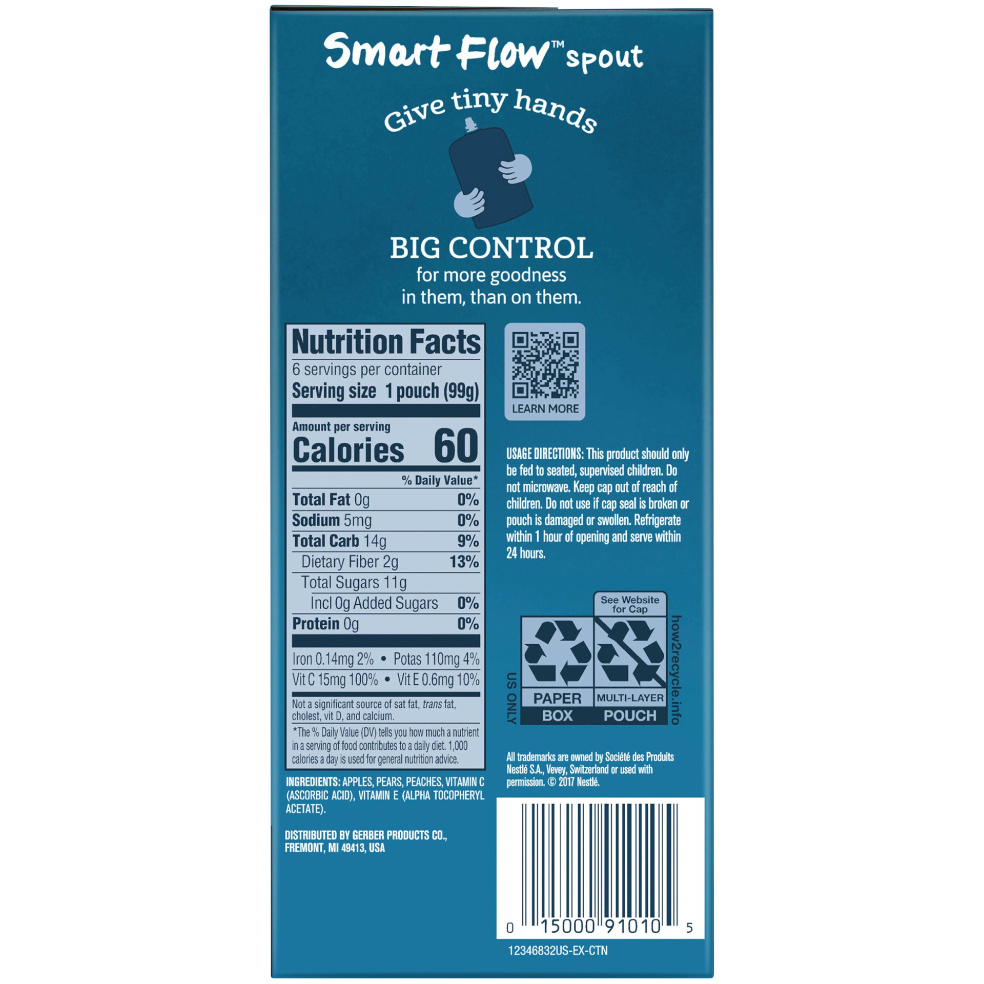 slide 7 of 7, Gerber Stage 2 Baby Food, Apple Pear Peach Puree Pouch, 3.5 oz