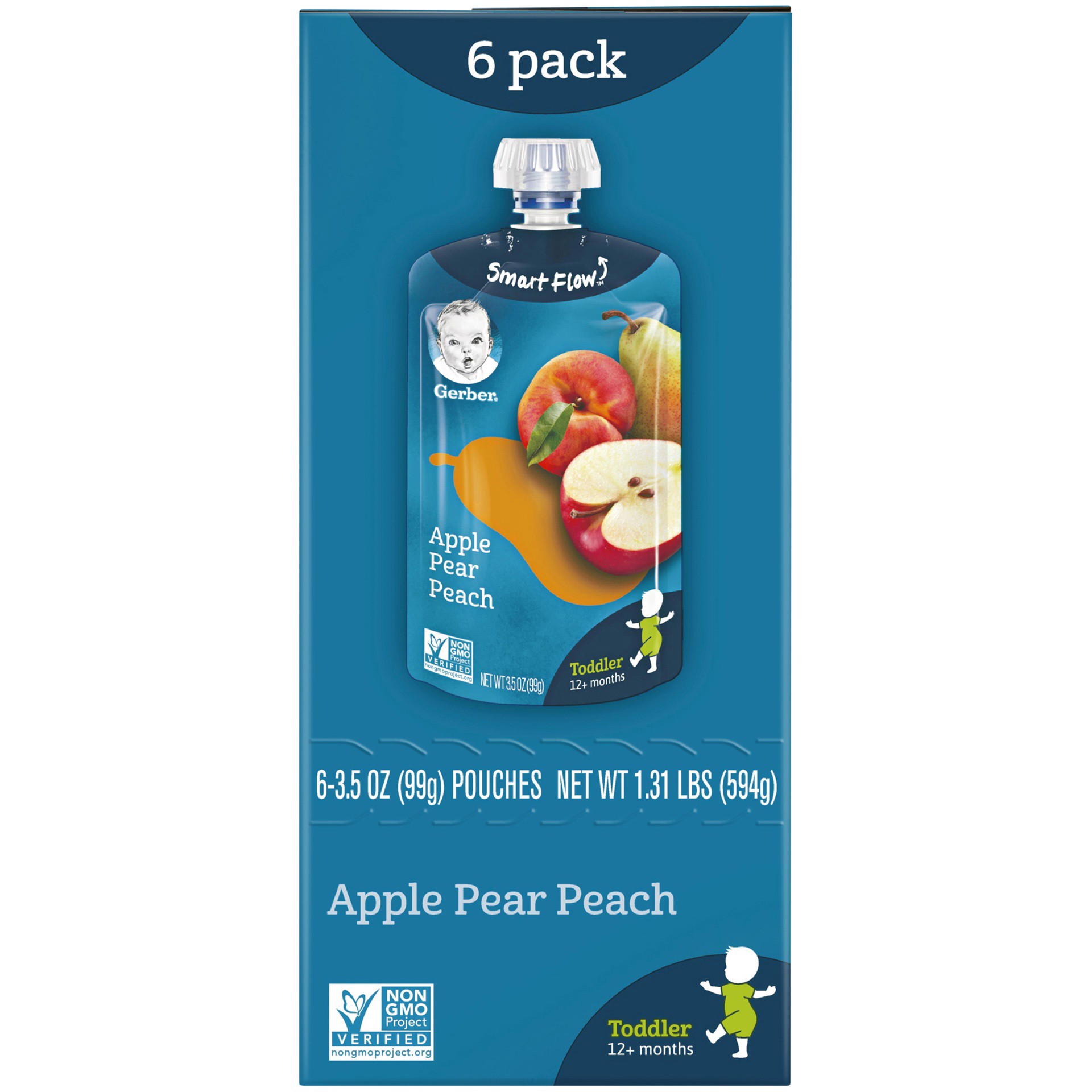 slide 2 of 7, Gerber Stage 2 Baby Food, Apple Pear Peach Puree Pouch, 3.5 oz