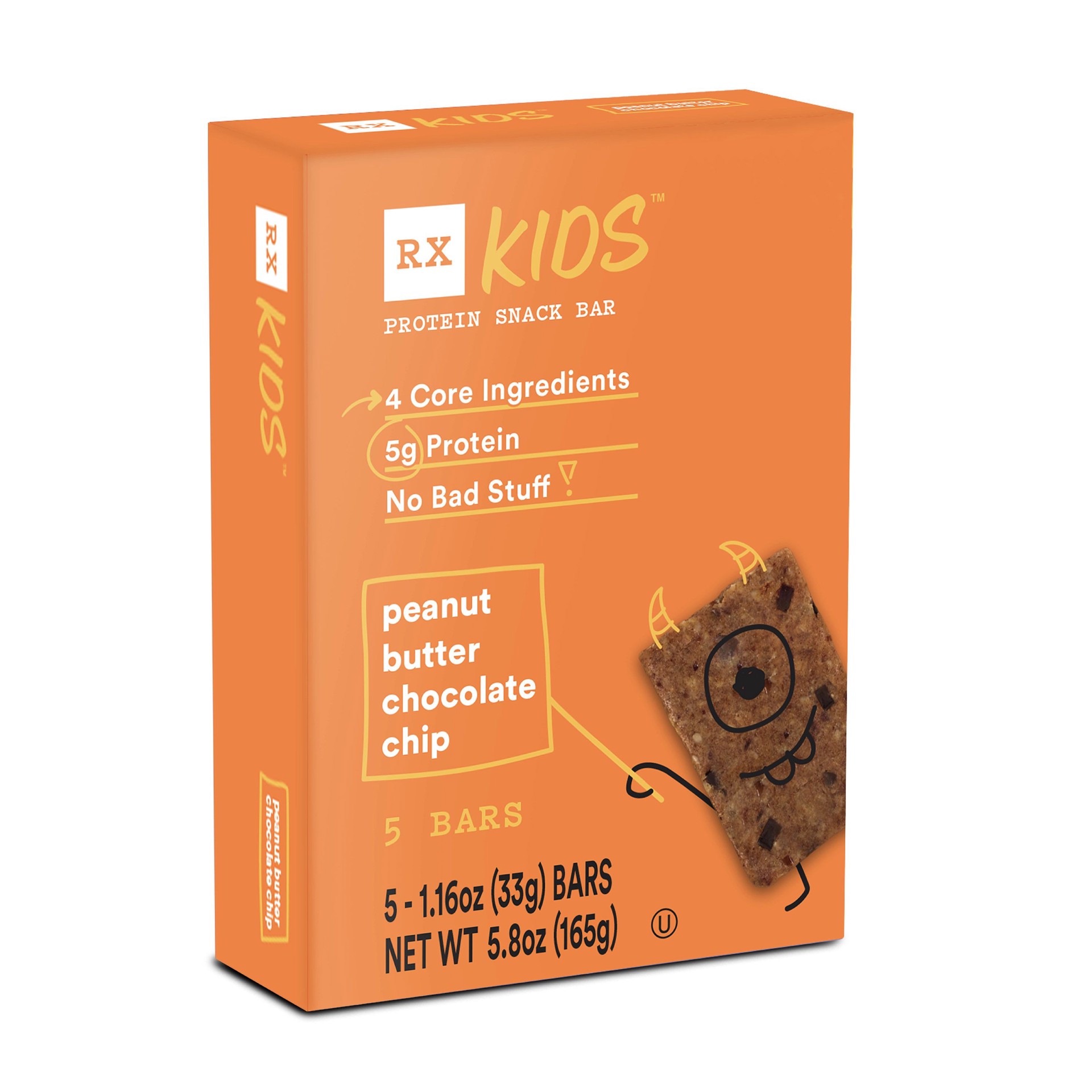 slide 1 of 5, RXBAR RX Kids Protein Snack Bar, Delicious Flavor, Peanut Butter Chocolate Chip, 5.8 oz