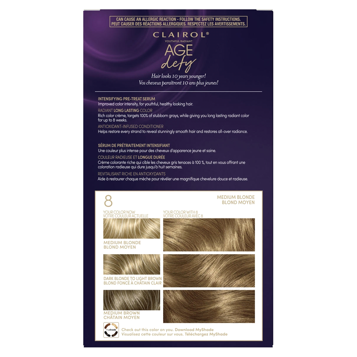 slide 2 of 3, Clairol Age Defy Hair Color, Medium Blonde, 1 ct