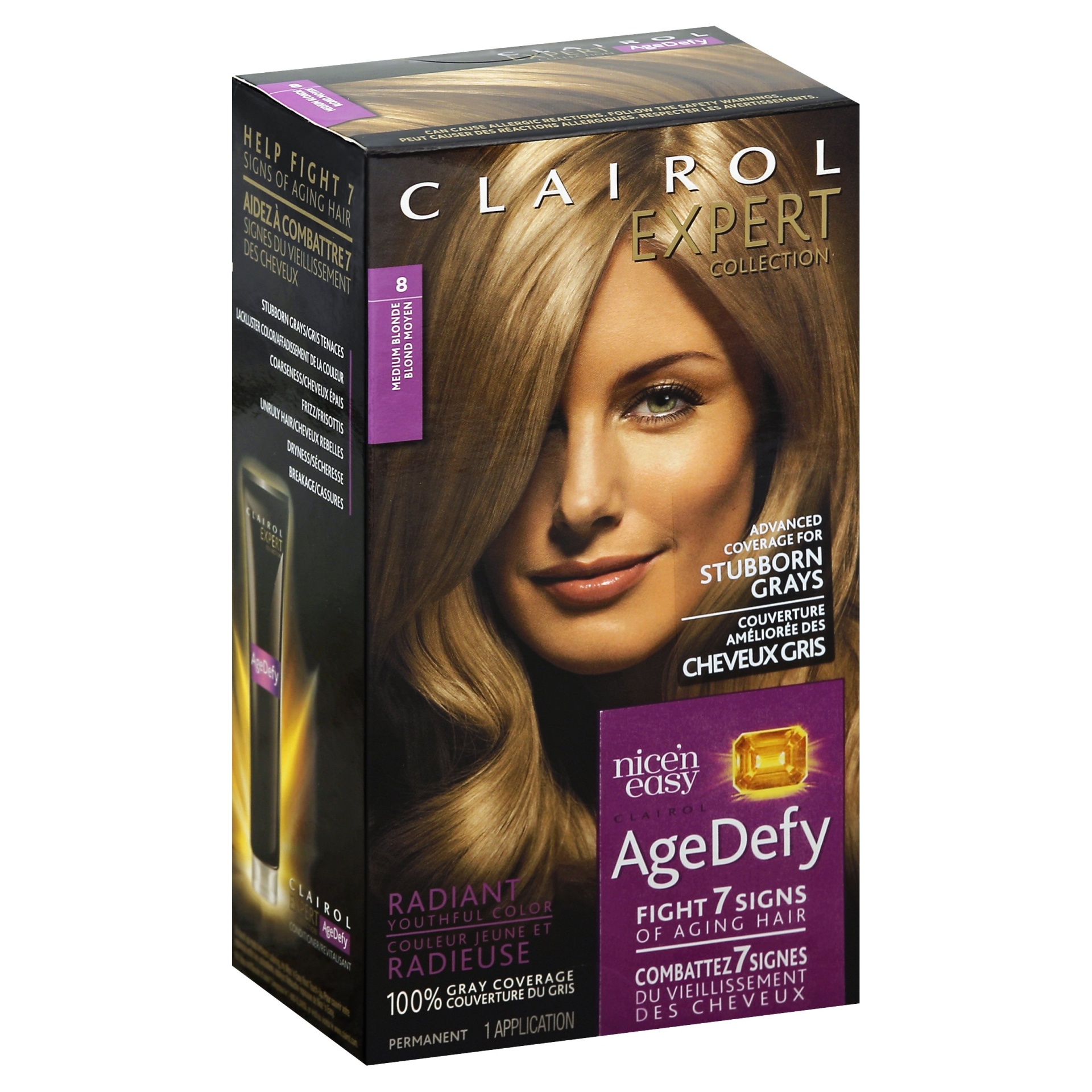 slide 1 of 3, Clairol Age Defy Hair Color, Medium Blonde, 1 ct