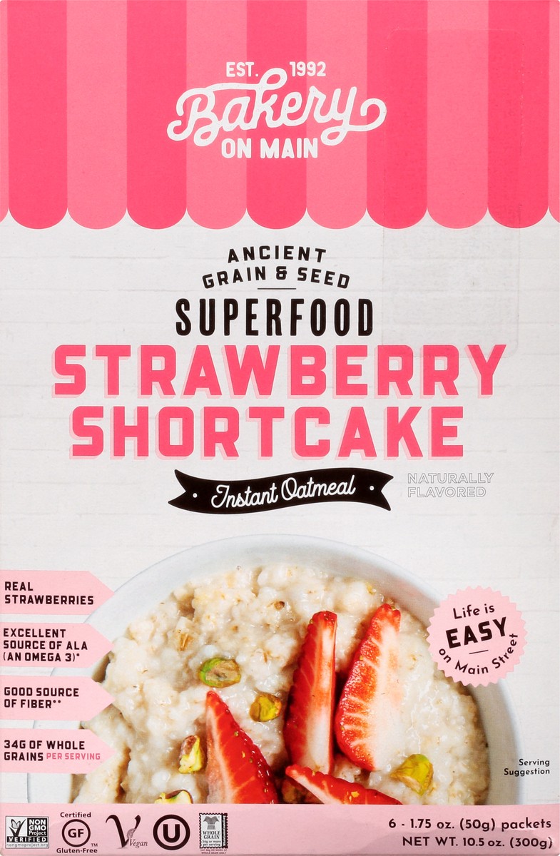 slide 4 of 13, Bakery On Main Strawb Shortcak Instant Oatmeal 6Pk, 10.5 oz