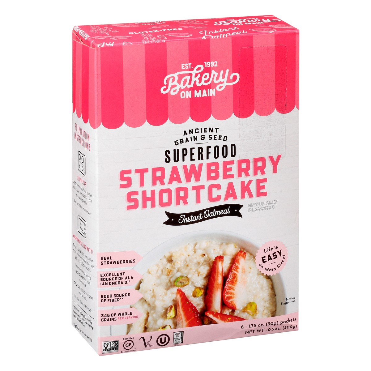 slide 5 of 13, Bakery On Main Strawb Shortcak Instant Oatmeal 6Pk, 10.5 oz