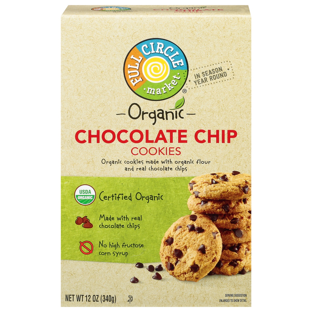 slide 1 of 1, Full Circle Market Organic Chocolate Chips Cookies 12 oz, 12 oz