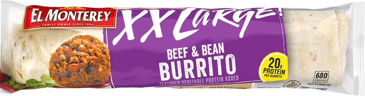 slide 4 of 7, El Monterey XXL Beef & Bean Burritos, 9.5 oz, 9.5 oz