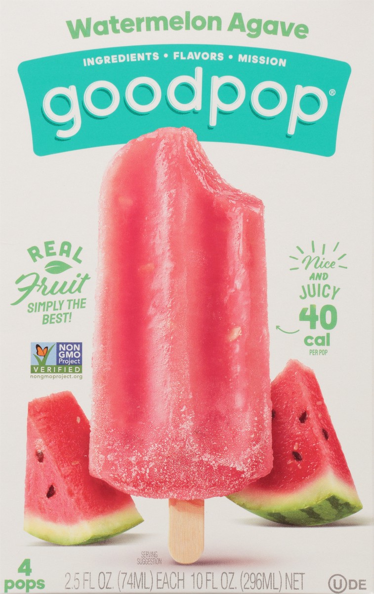 slide 2 of 9, GoodPop Watermelon Agave Frozen Fruit Bars, 4 Ct, 6 ct