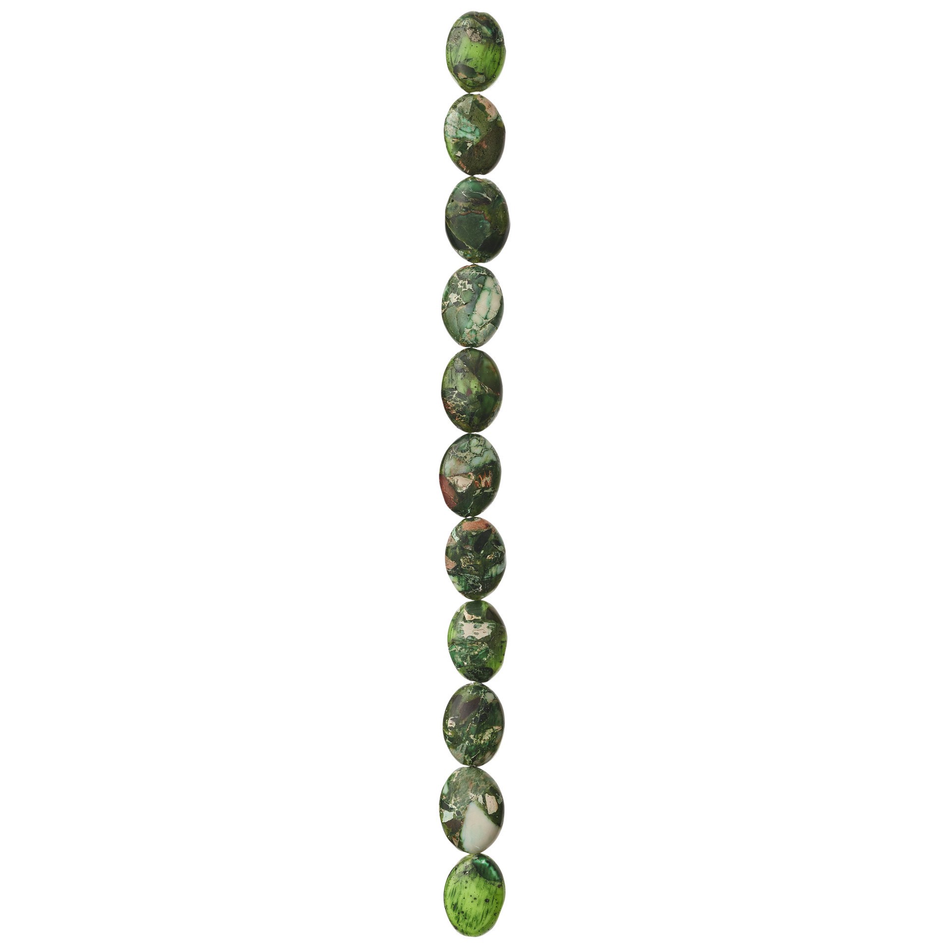 slide 3 of 3, Green Imperial Jasper Oval Beads, 14mm By Bead Landing, 14mm