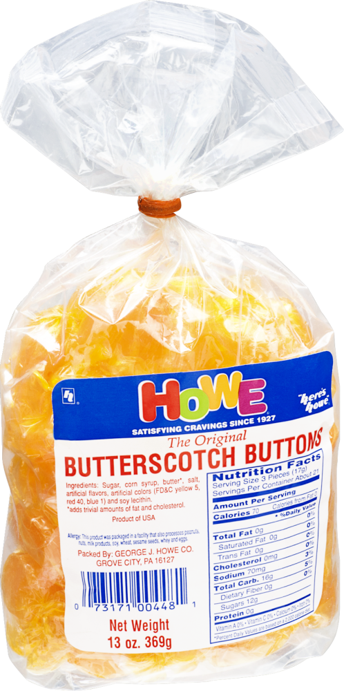 slide 1 of 1, George Howe Butterscotch Buttons Candy, 13 oz