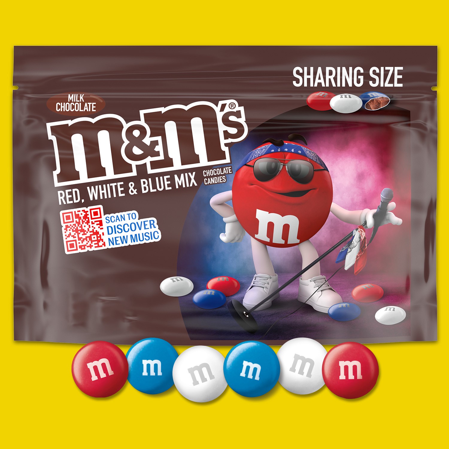 slide 5 of 8, M&M's Milk Chocolate Red, White & Blue Summer Candy, Share Size, 10 Oz Resealable Bag, 10 oz
