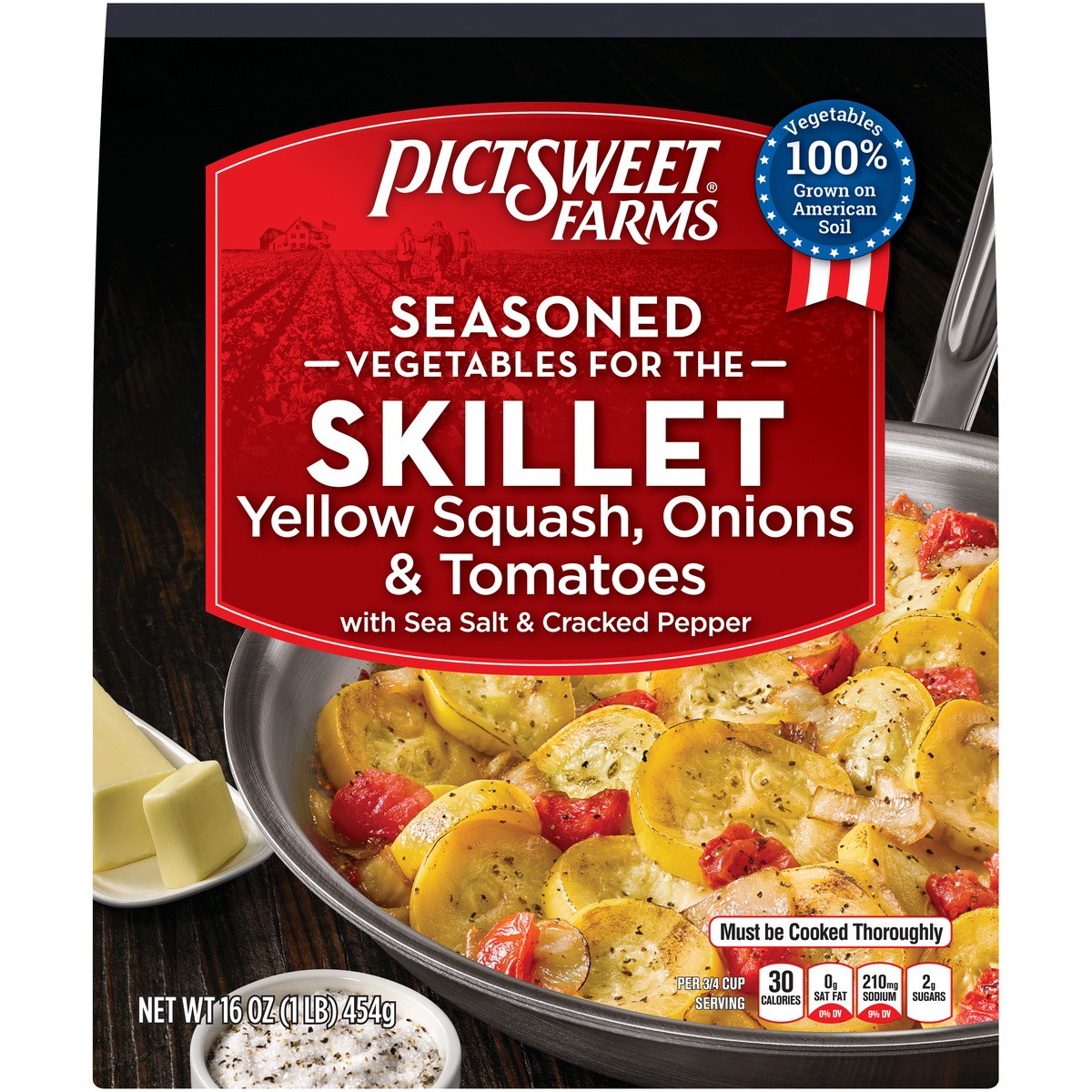 slide 1 of 7, PictSweet Yellow Squash, Onions & Tomatoes Skillet, 16 oz