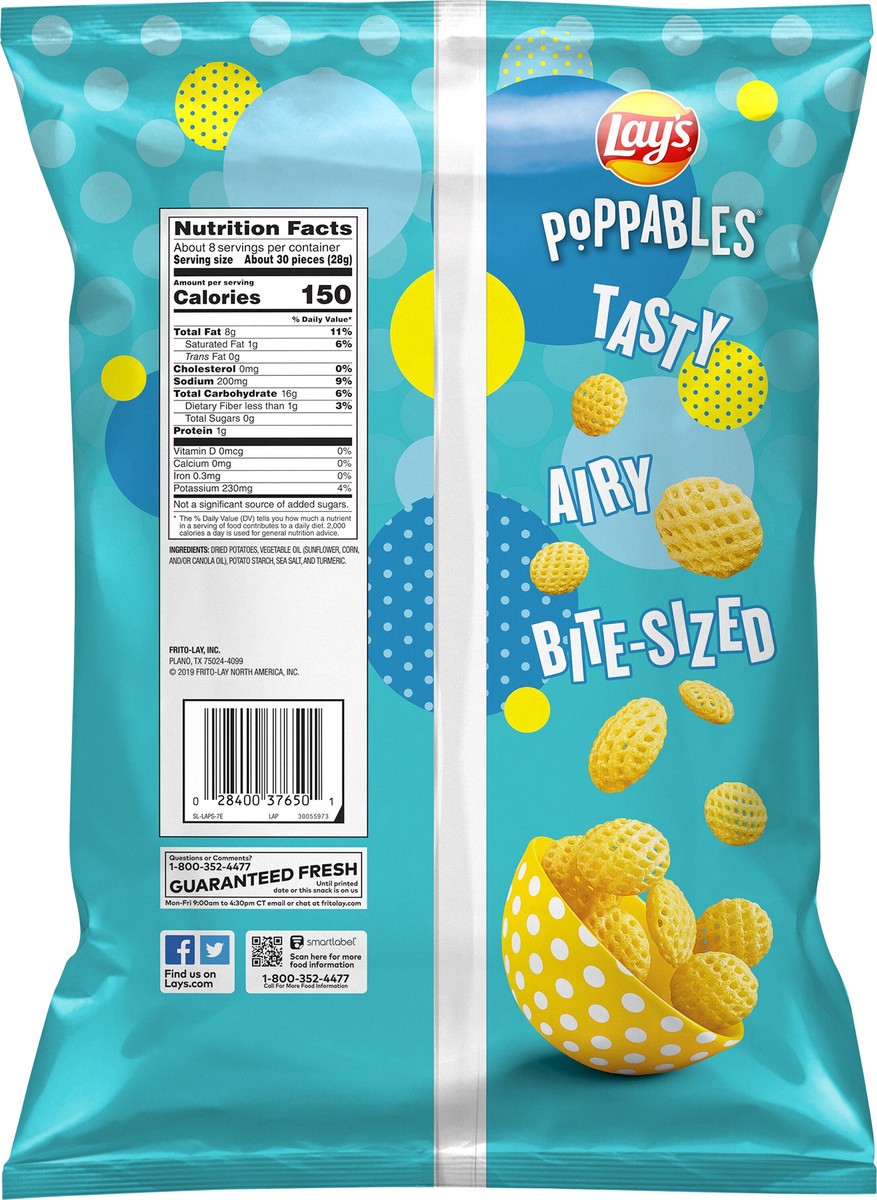 slide 5 of 6, Lay's Poppables Potato Snacks Sea Salt 8 1/8 Oz, 8.12 oz