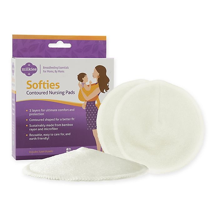 slide 1 of 1, Milkies Softies Rayon Contoured Nursing Pads, 6 ct