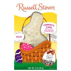RUSSELL STOVER Easter Bunny Solid White Fudge Confetti Cake Candy Rabbit, 3 oz.