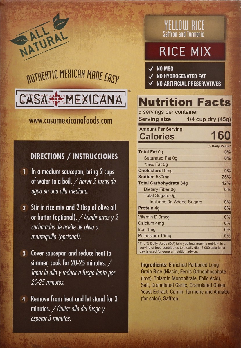 slide 8 of 13, Casa Mexicana Yellow Rice Saffron and Turmeric Rice Mix 8 oz, 8 oz