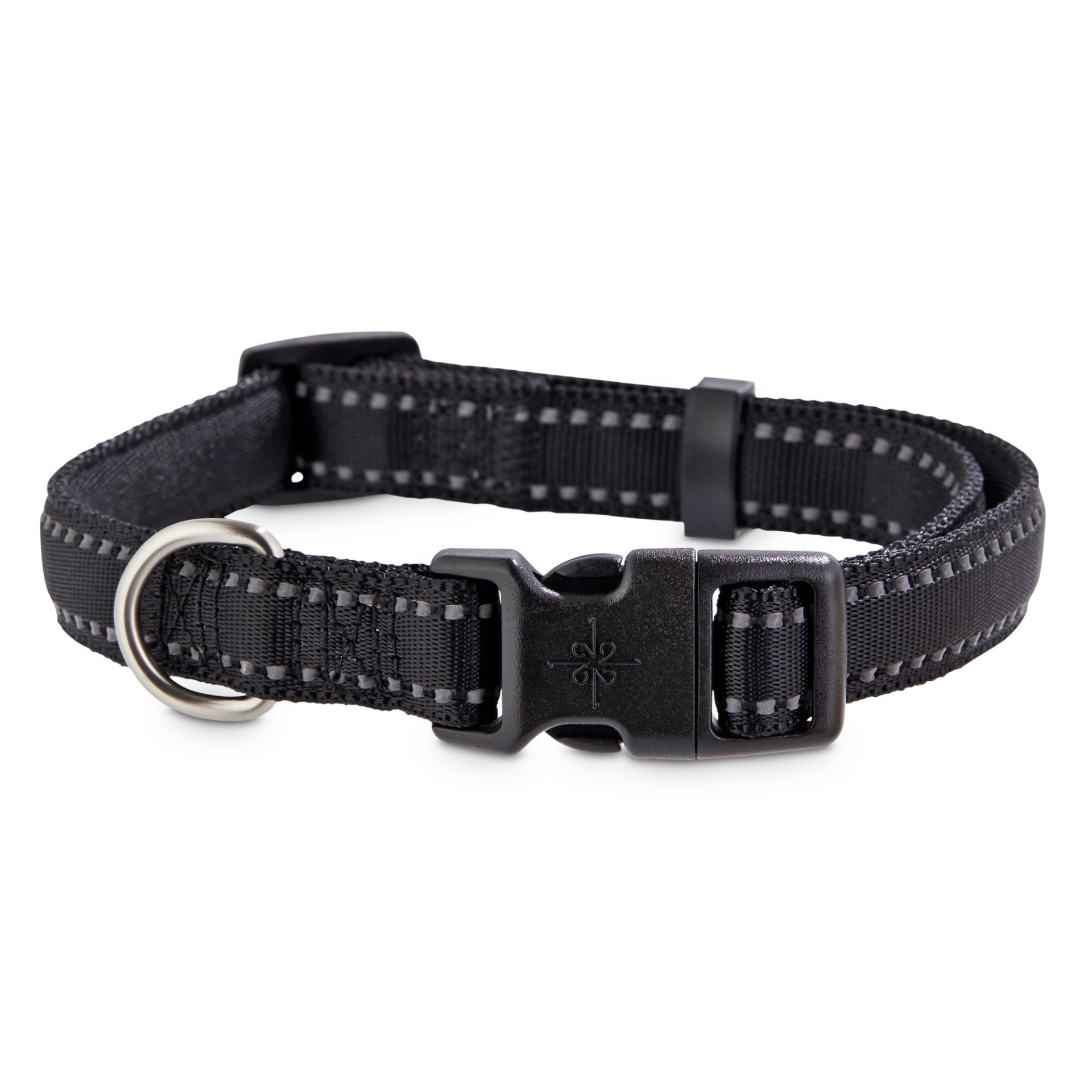 slide 1 of 1, Good2Go Reflective Black Dog Collar, MED