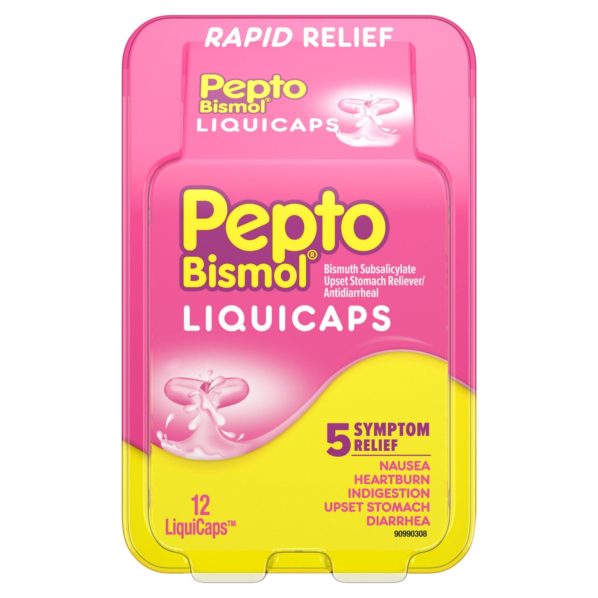 slide 1 of 1, Pepto-Bismol 5 Symptom Stomach Relief Liquicaps - 12ct, 12 ct