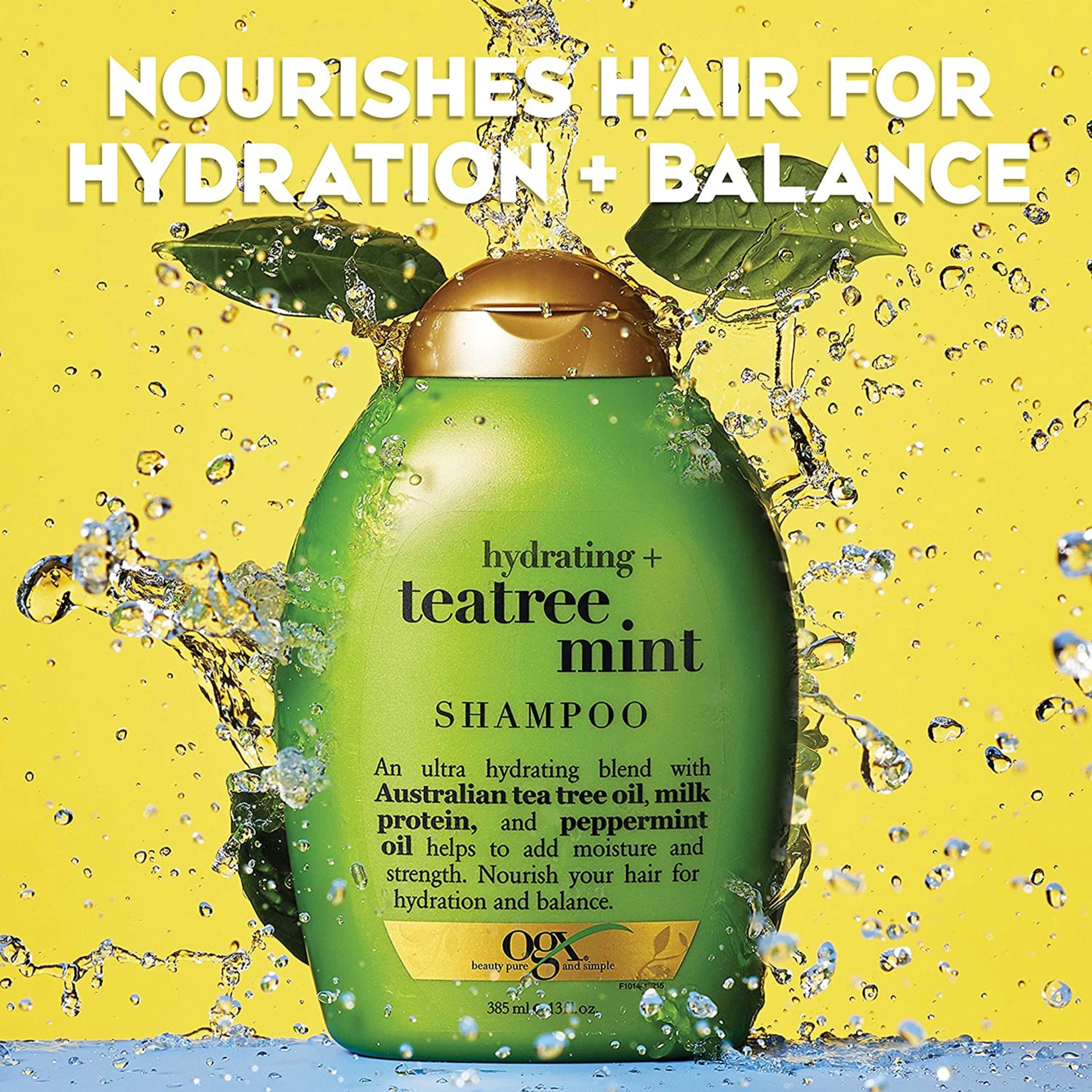 slide 4 of 9, OGX Hydrating + Tea Tree Mint Shampoo, Nourishing & Invigorating Scalp Shampoo with Tea Tree & Peppermint Oil & Milk Proteins, Paraben-Free, Sulfate-Free Surfactants, 13 Fl Oz, 385 ml