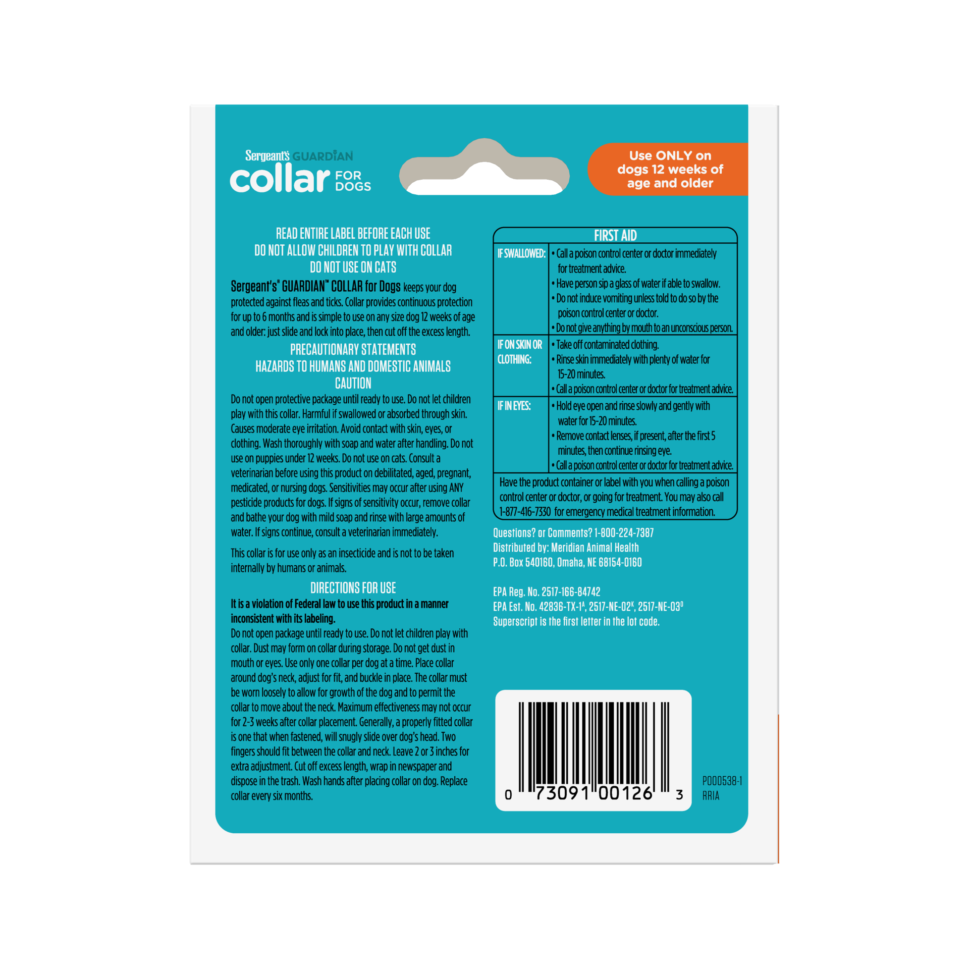 slide 2 of 2, SERGEANT'S GUARDIAN Flea & Tick Collar for Dogs, 1 Count, 1 ct