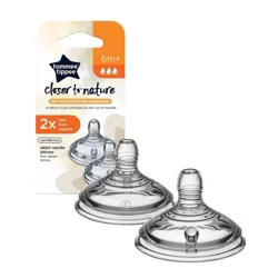 Tommee Tippee Closer To Nature Fast Flow Baby Bottle Nipples - 2 pk