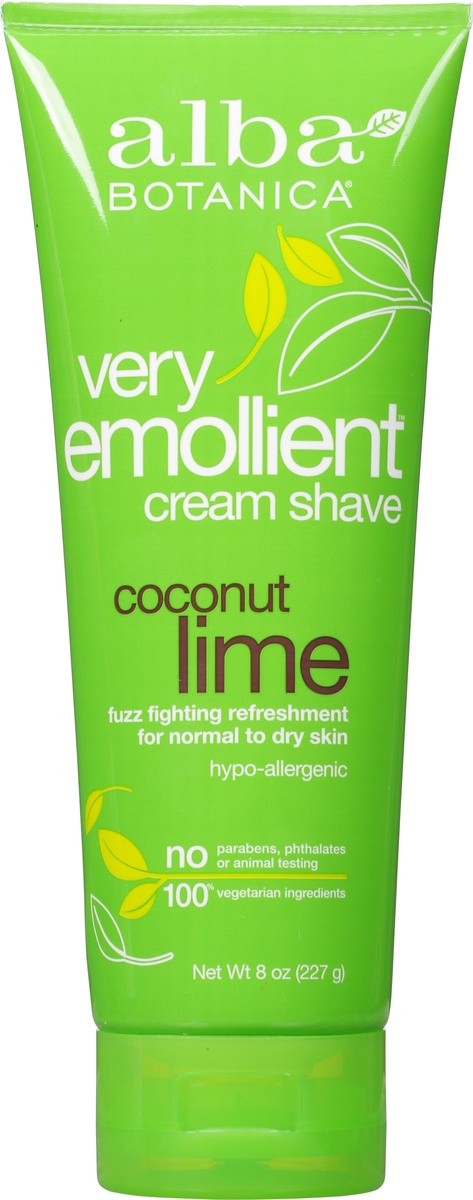 slide 8 of 10, Alba Botanica Very Emollient Alba Coconut Lime Moisturizing Shave Cream, 8 oz