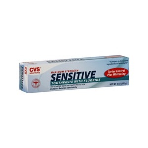 slide 1 of 1, CVS Pharmacy Sensitive Toothpaste With Fluoride Tartar Control Plus Whitening, 4 oz; 113 gram