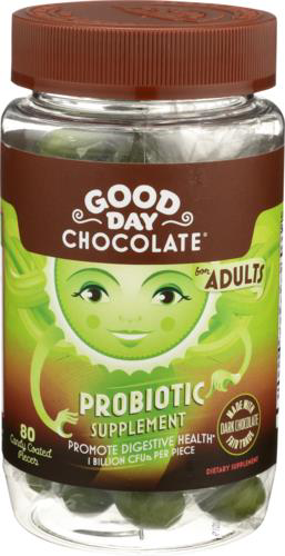 slide 1 of 6, Good Day Chocolate Probiotic Supplement, 80 ct