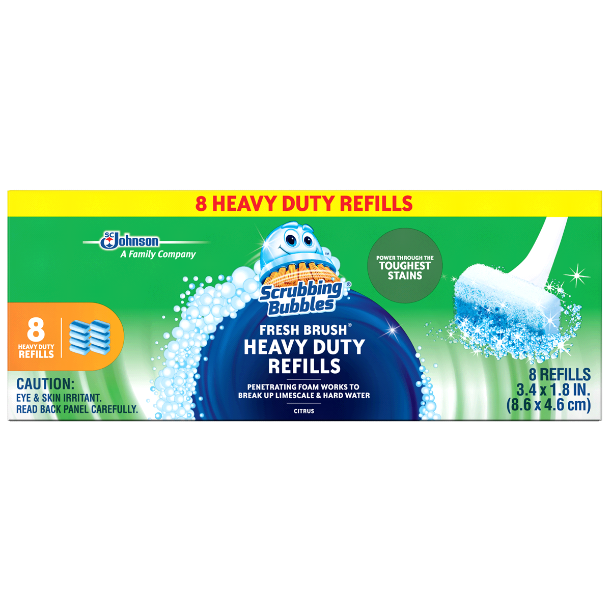 slide 2 of 8, Scrubbing Bubbles Fresh Brush Heavy Duty Flushable Refills, Citrus - Convenient and Thorough Clean for Your Toilet, 8 Pads, 8 ct