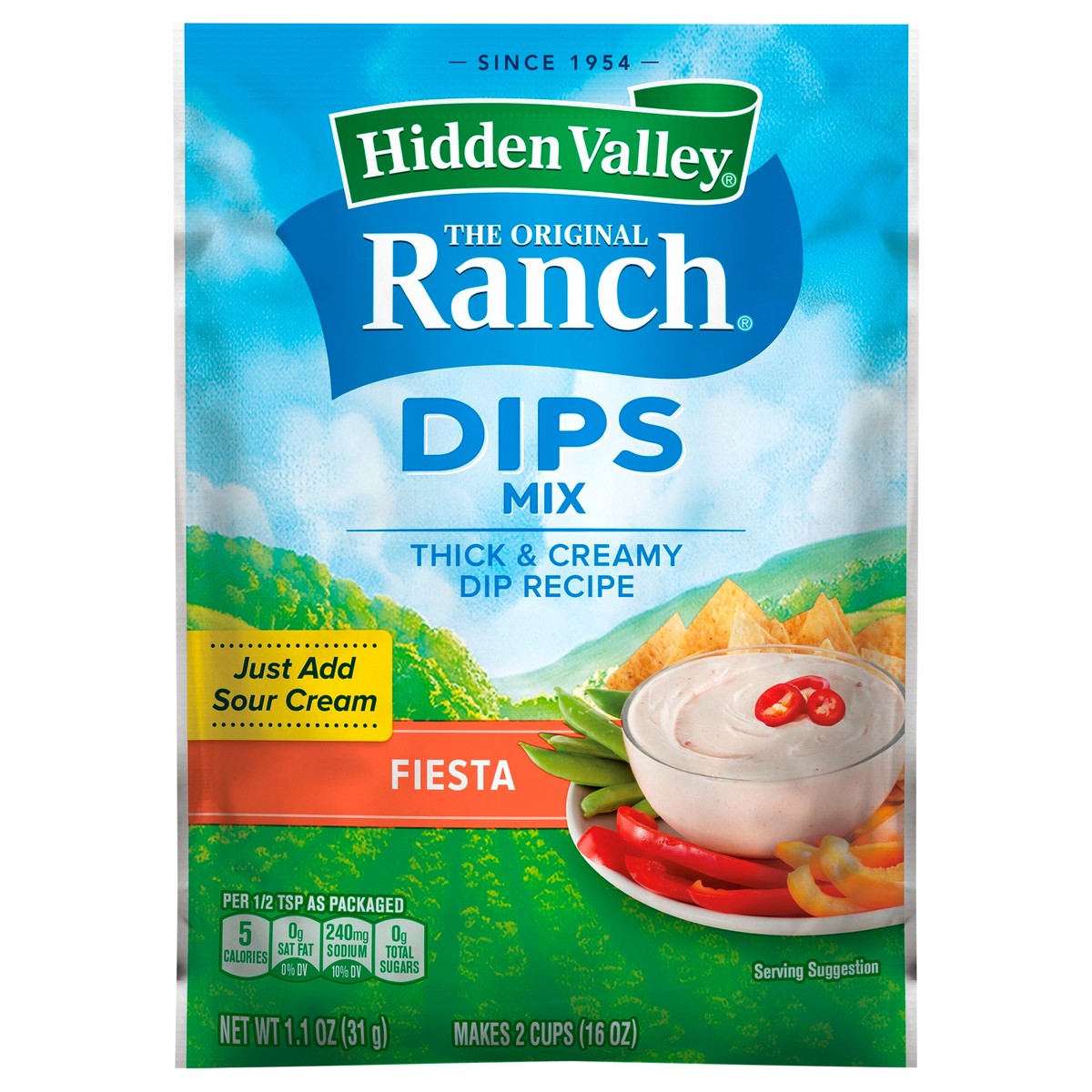 slide 1 of 1, Hidden Valley The Original Ranch Fiesta Dips Mix 1.1 oz, 1.1 oz