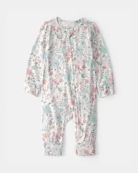 Carter's Baby Girl Butterfly Garden 2-Way Zip PurelySoft Sleep & Play Pajama Multi 3m