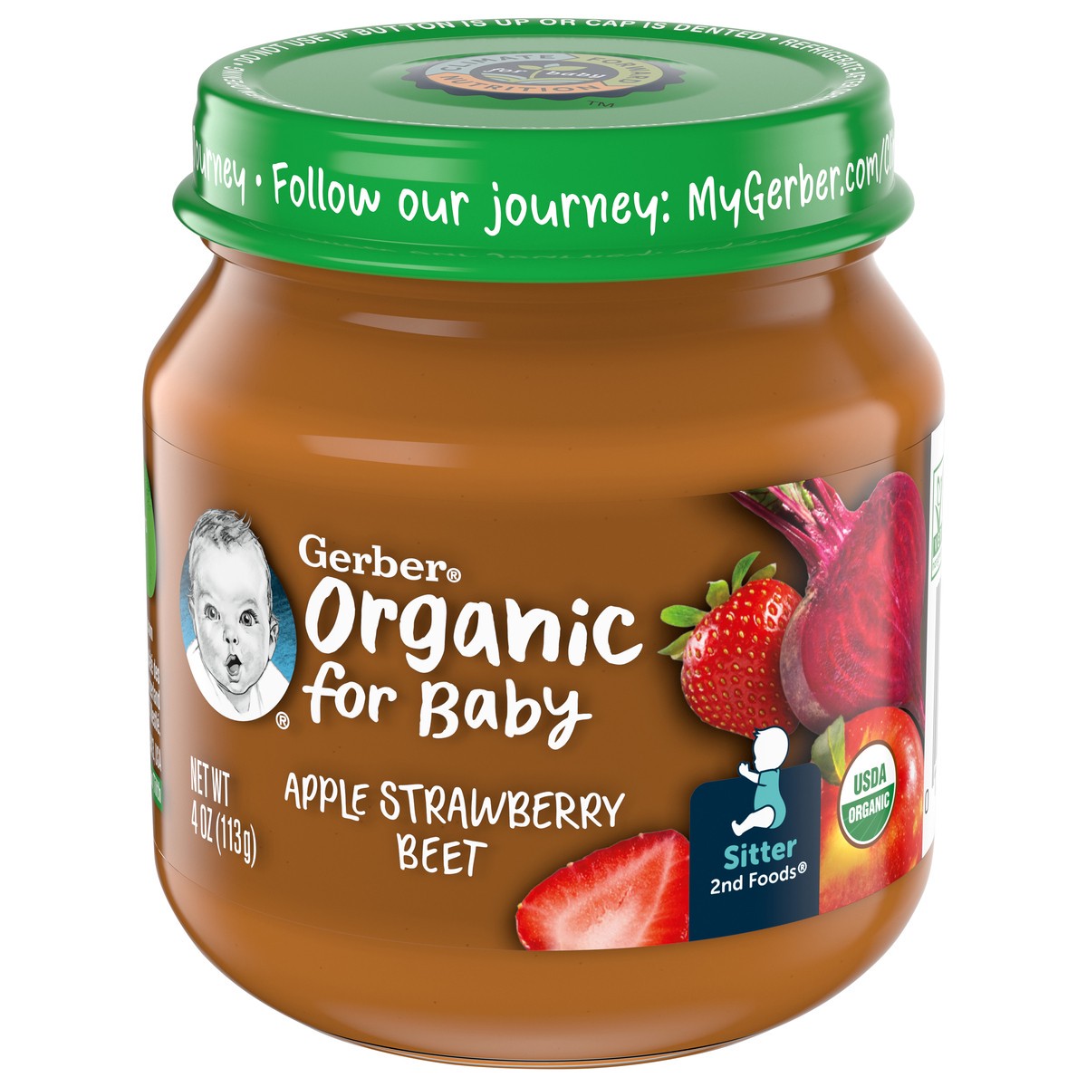 slide 2 of 9, Gerber 2nd Foods Organic Apple Strawberry Beet Baby Food, 4 oz Jars (10 Pack), 4 oz