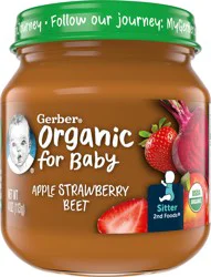 Gerber 2nd Foods Organic Apple Strawberry Beet Baby Food, 4 oz Jars (10 Pack)