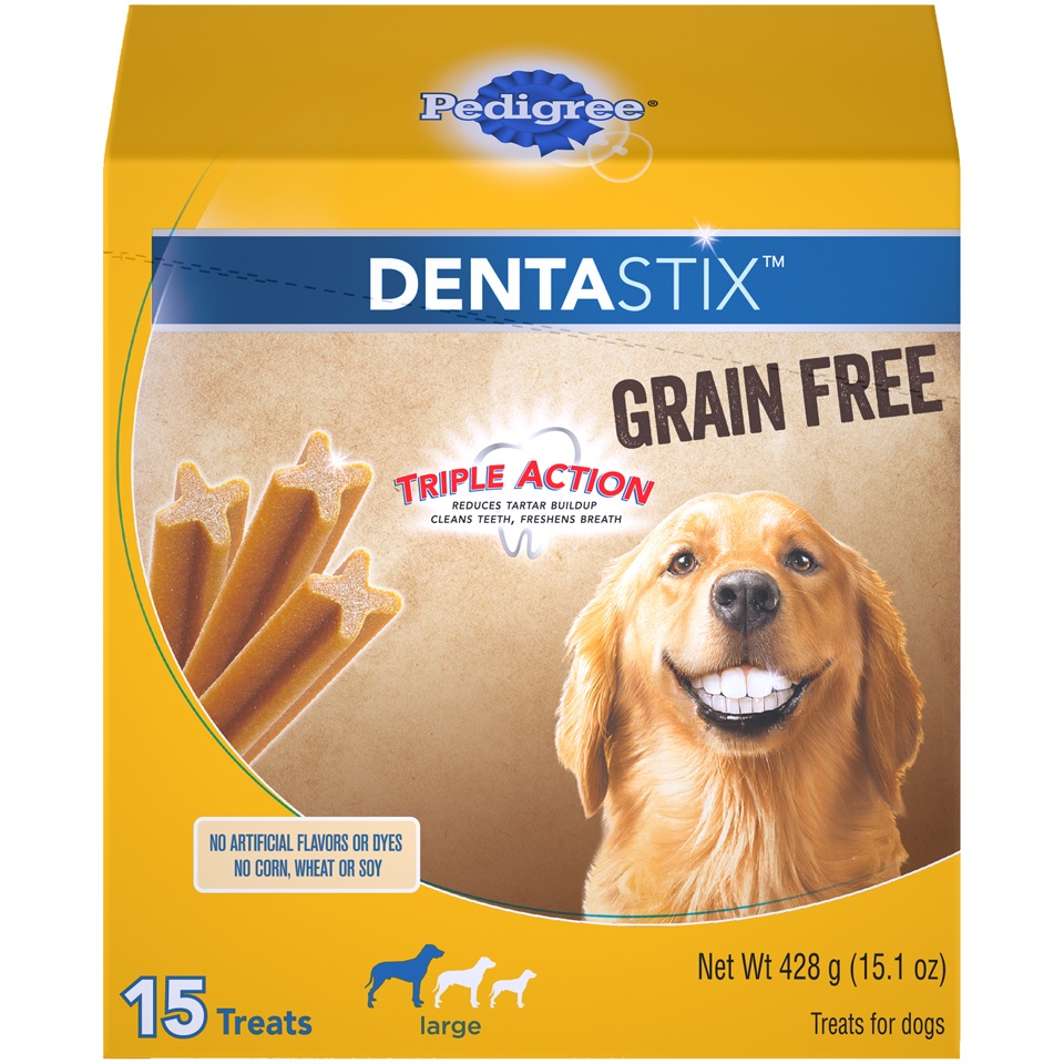 slide 1 of 1, Pedigree Dentastix Grain Free Triple Action, 15 ct