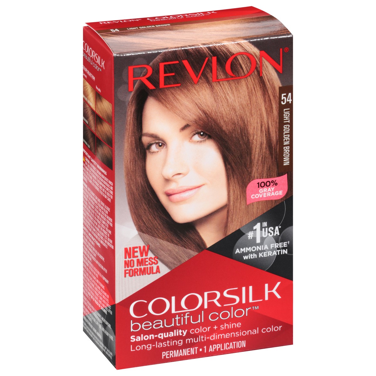 slide 8 of 9, Revlon Colorsilk 54 Light Golden Brown Vegan Keratin Permanent Hair Color 1 Each, 1 ct
