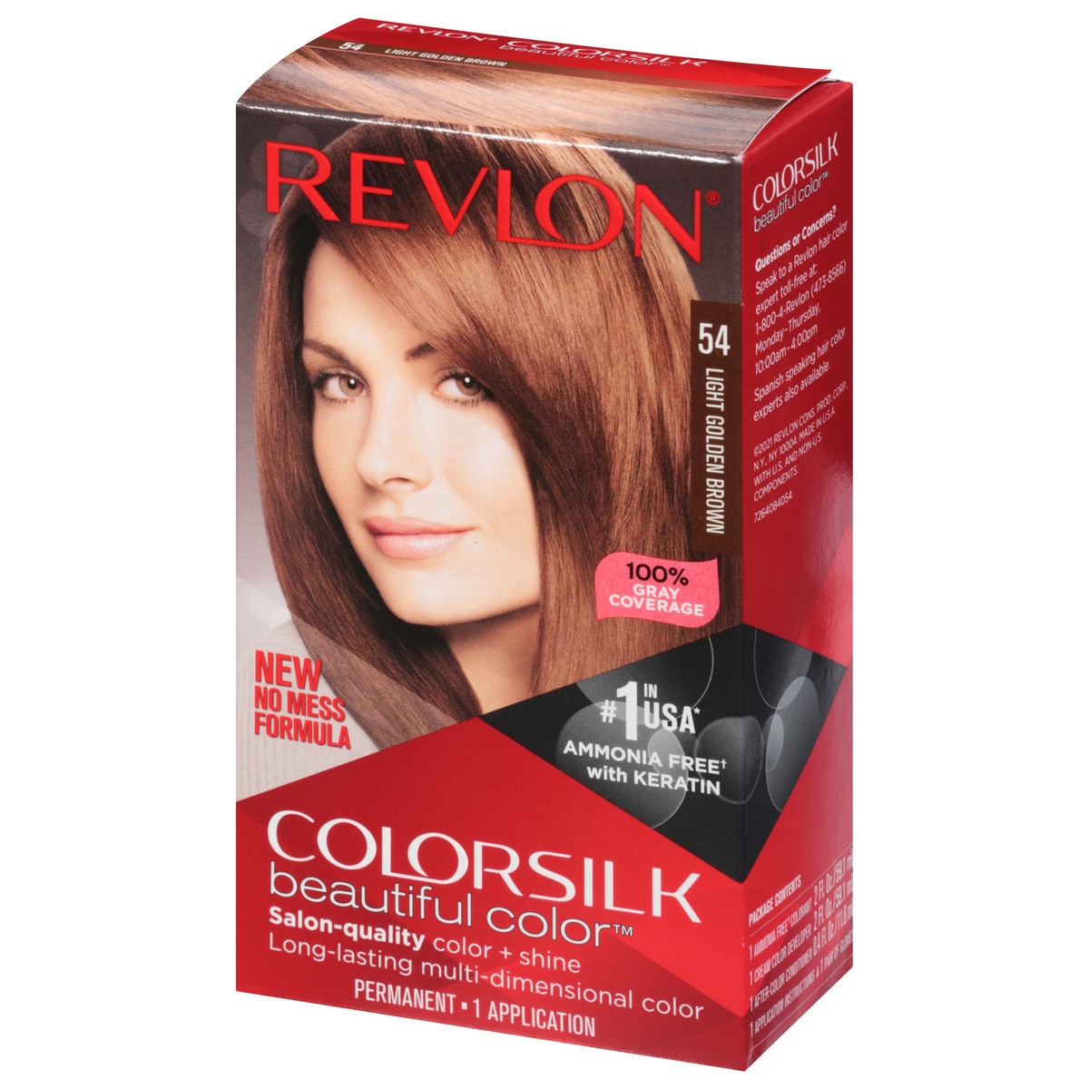 slide 5 of 9, Revlon Colorsilk 54 Light Golden Brown Vegan Keratin Permanent Hair Color 1 Each, 1 ct