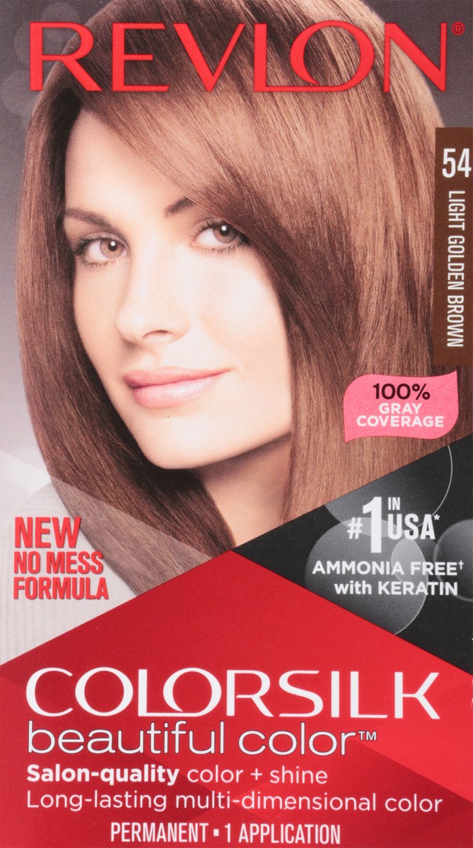 slide 7 of 9, Revlon Colorsilk 54 Light Golden Brown Vegan Keratin Permanent Hair Color 1 Each, 1 ct