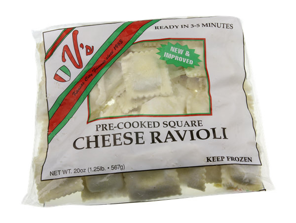 slide 1 of 1, V's Square Cheese Ravioli, 20 oz