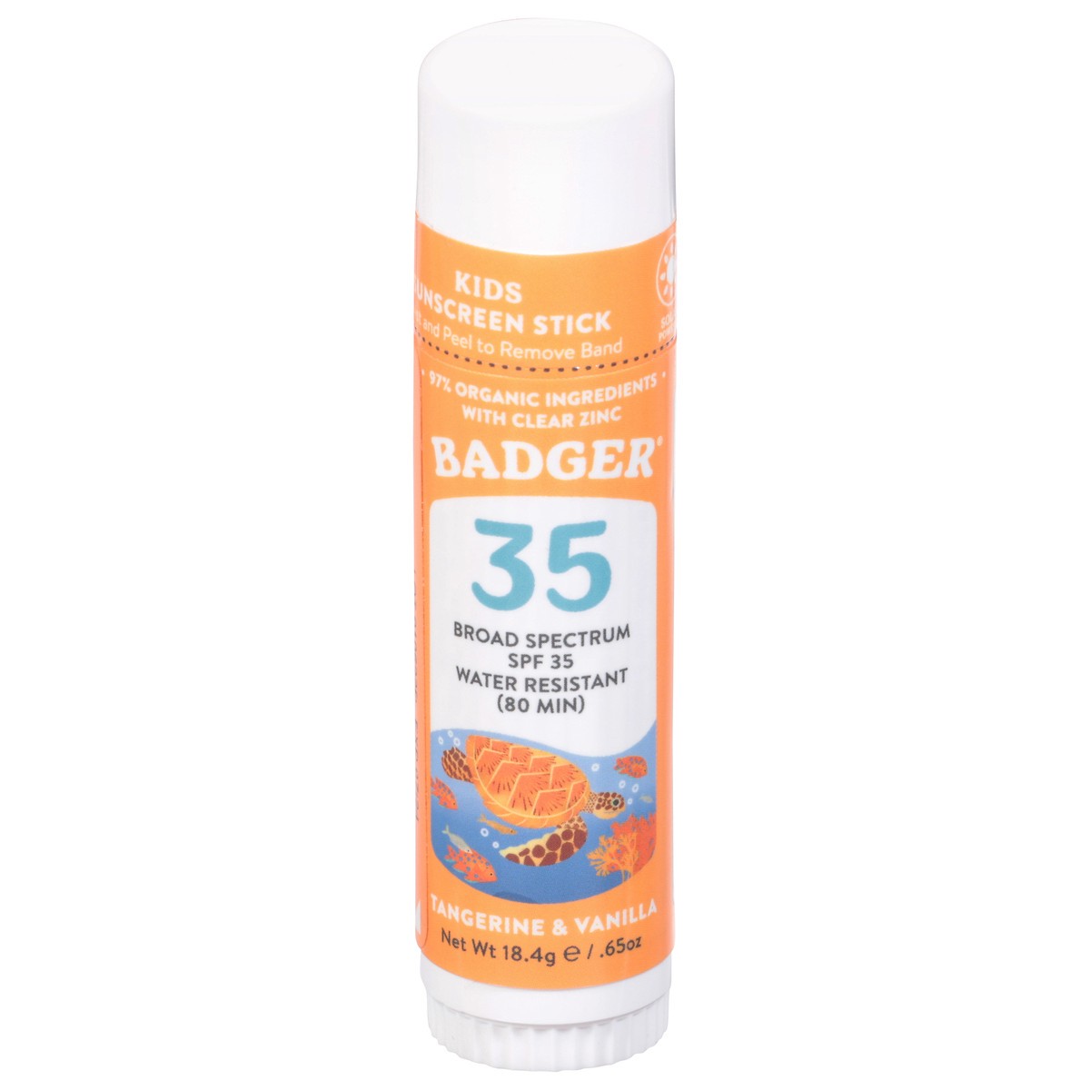 slide 2 of 13, Badger Broad Spectrum SPF 35 Tangerine & Vanilla Kids Sunscreen Stick 0.65 oz, 0.65 oz